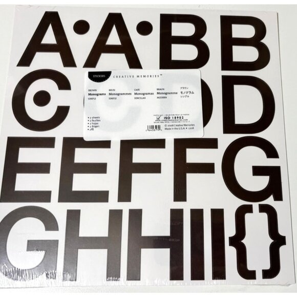 Creative Memories Other - Creative Memories LARGE ABC/123 Brown Simple Monogram Stickers 2 Sheets 2.25"